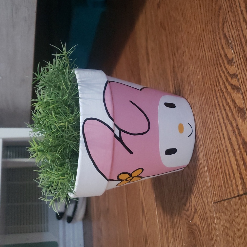 Handpainted Hello Kitty Inspired My Melody Terracotta Planter (6inch Diameter)